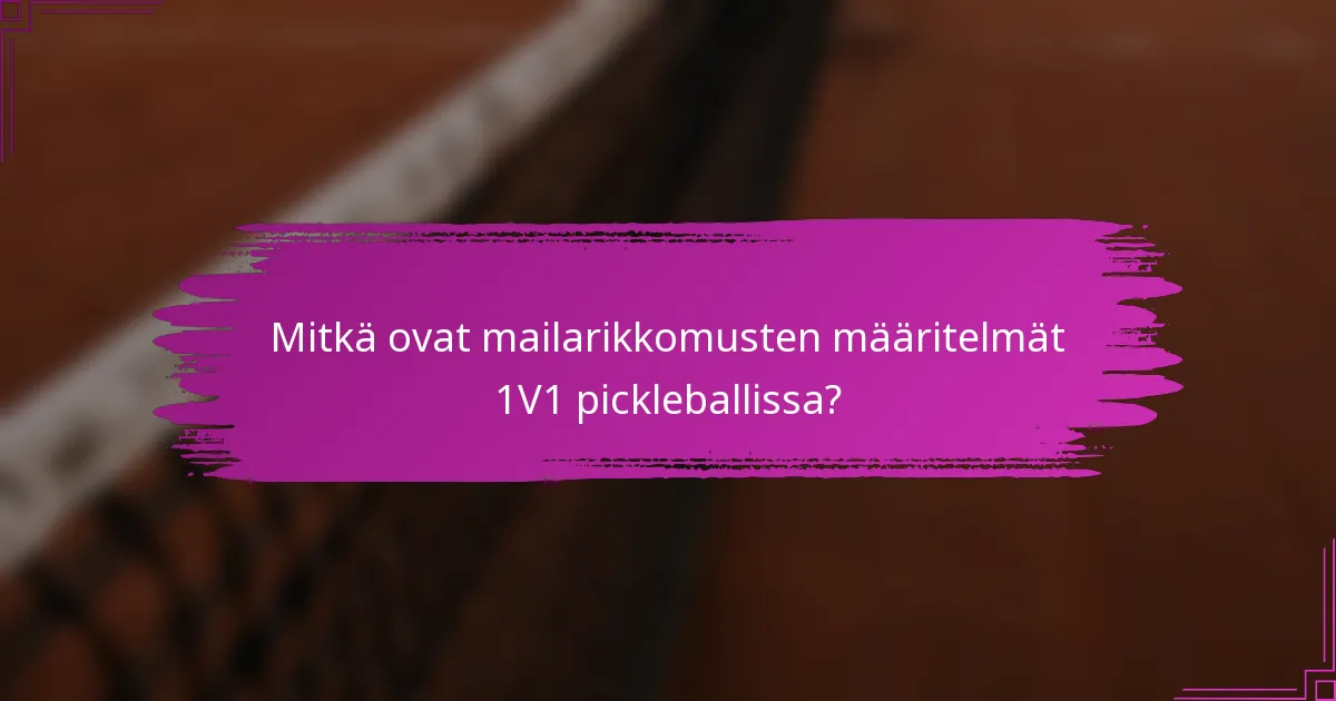 Mitkä ovat mailarikkomusten määritelmät 1V1 pickleballissa?