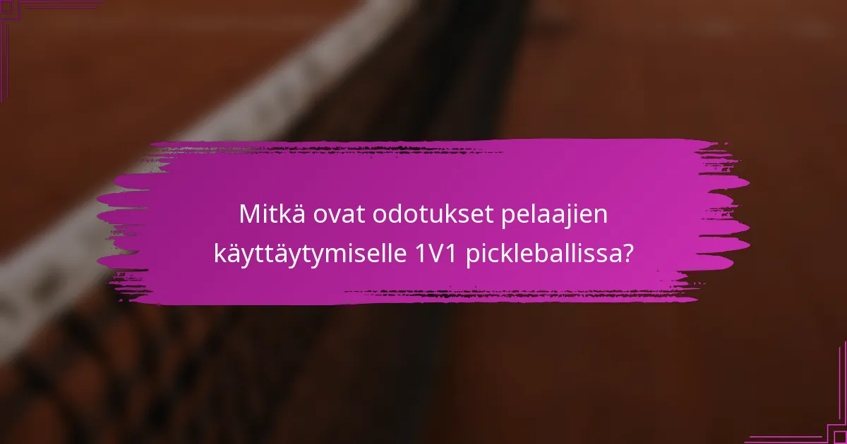 Mitkä ovat odotukset pelaajien käyttäytymiselle 1V1 pickleballissa?