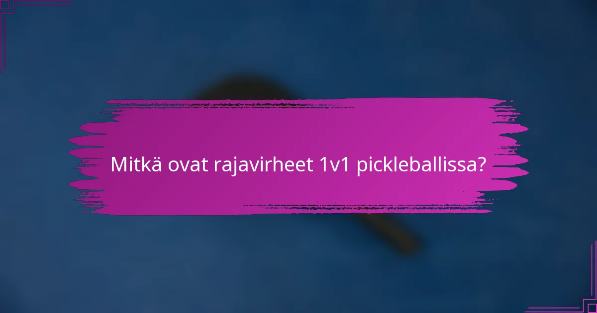 Mitkä ovat rajavirheet 1v1 pickleballissa?