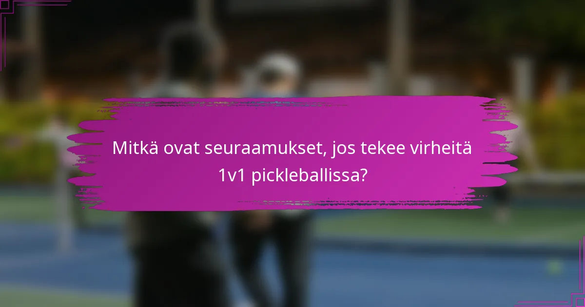 Mitkä ovat seuraamukset, jos tekee virheitä 1v1 pickleballissa?