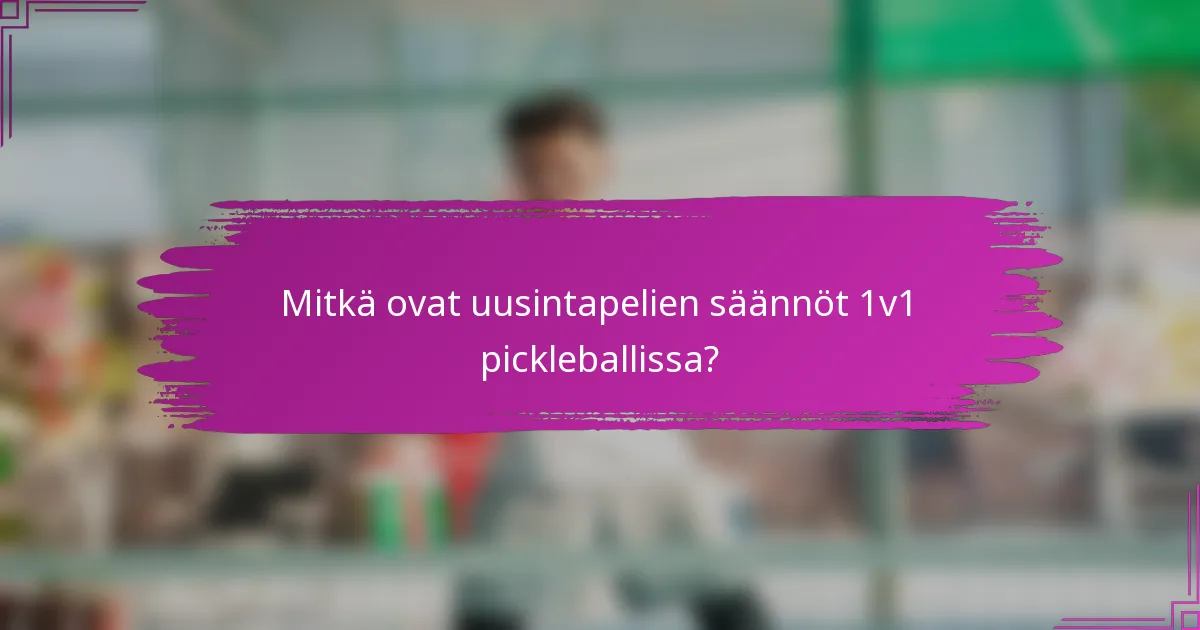 Mitkä ovat uusintapelien säännöt 1v1 pickleballissa?