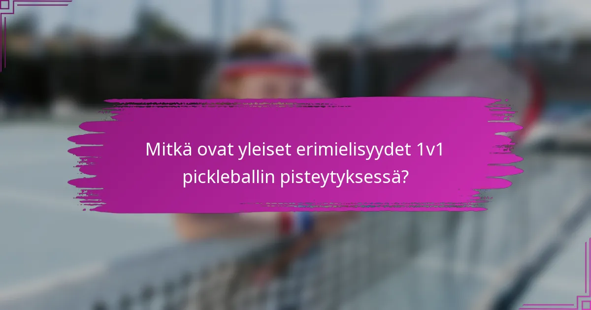 Mitkä ovat yleiset erimielisyydet 1v1 pickleballin pisteytyksessä?