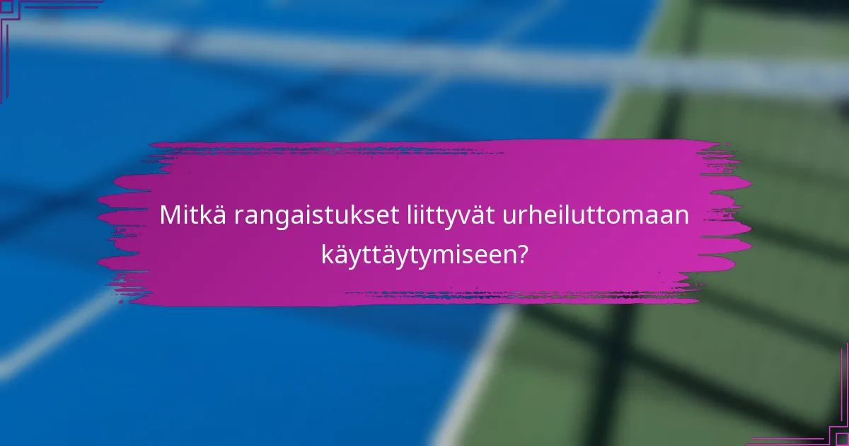 Mitkä rangaistukset liittyvät urheiluttomaan käyttäytymiseen?